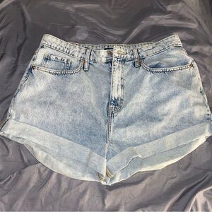 Blue Jean Shorts High-Waisted Cuffed